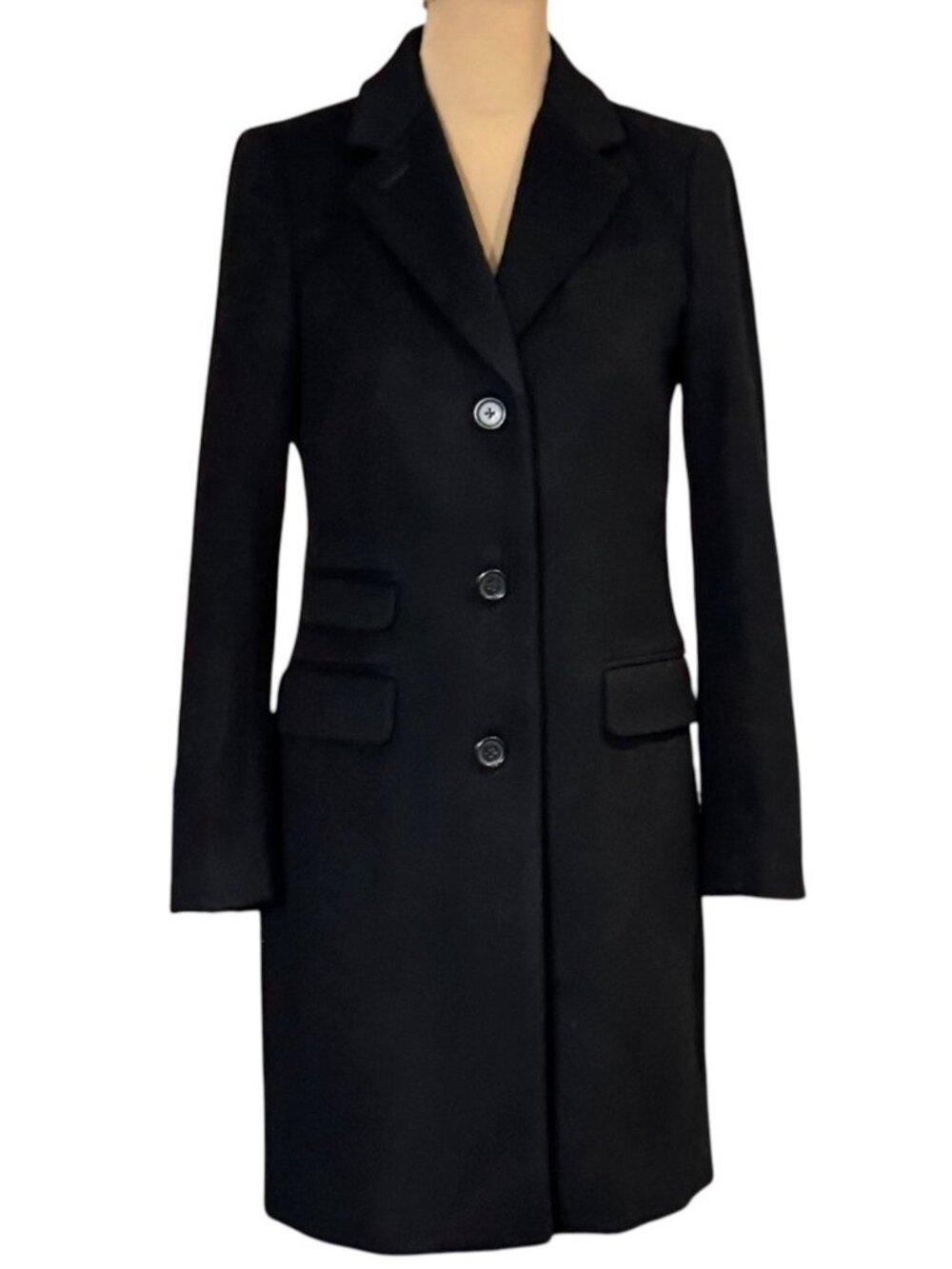 J.Crew Nello Gori Italian Wool Black Pea Coat 2 Thinsulate Minimalist Preppy - Picture 1 of 14
